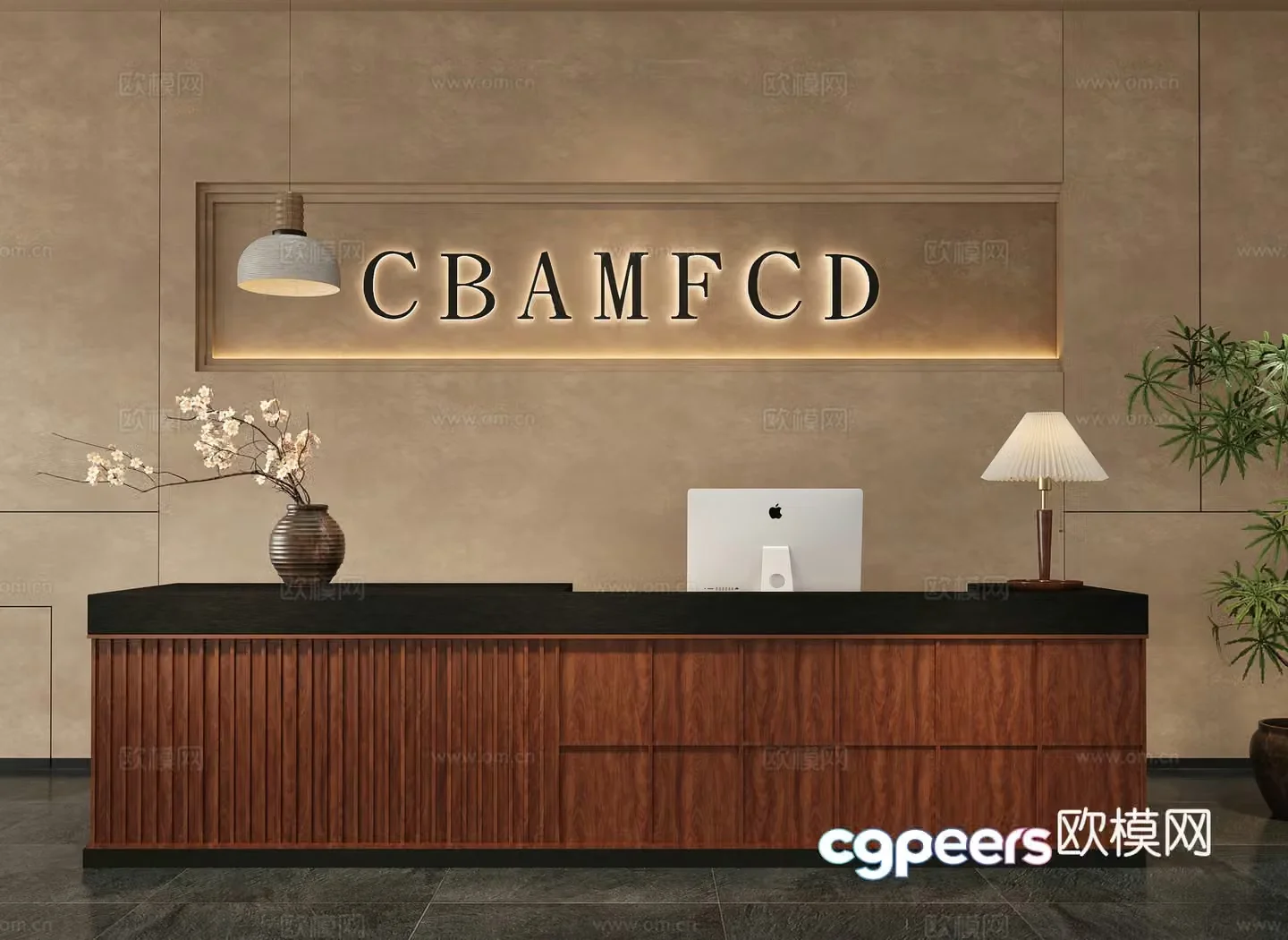 3D model of front desk front platform at the front desk of the front desk of Zhonggu front desk company