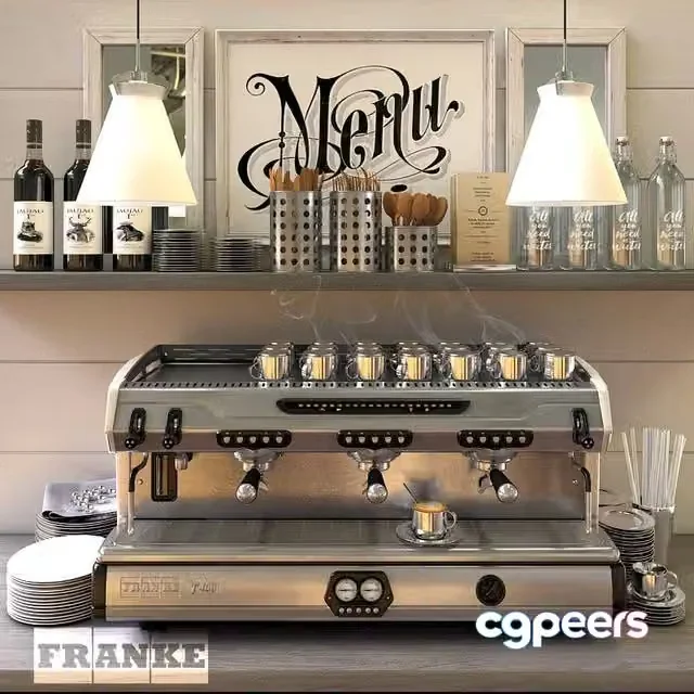 3ds Max Free – Restaurant set with coffee machine T400 3