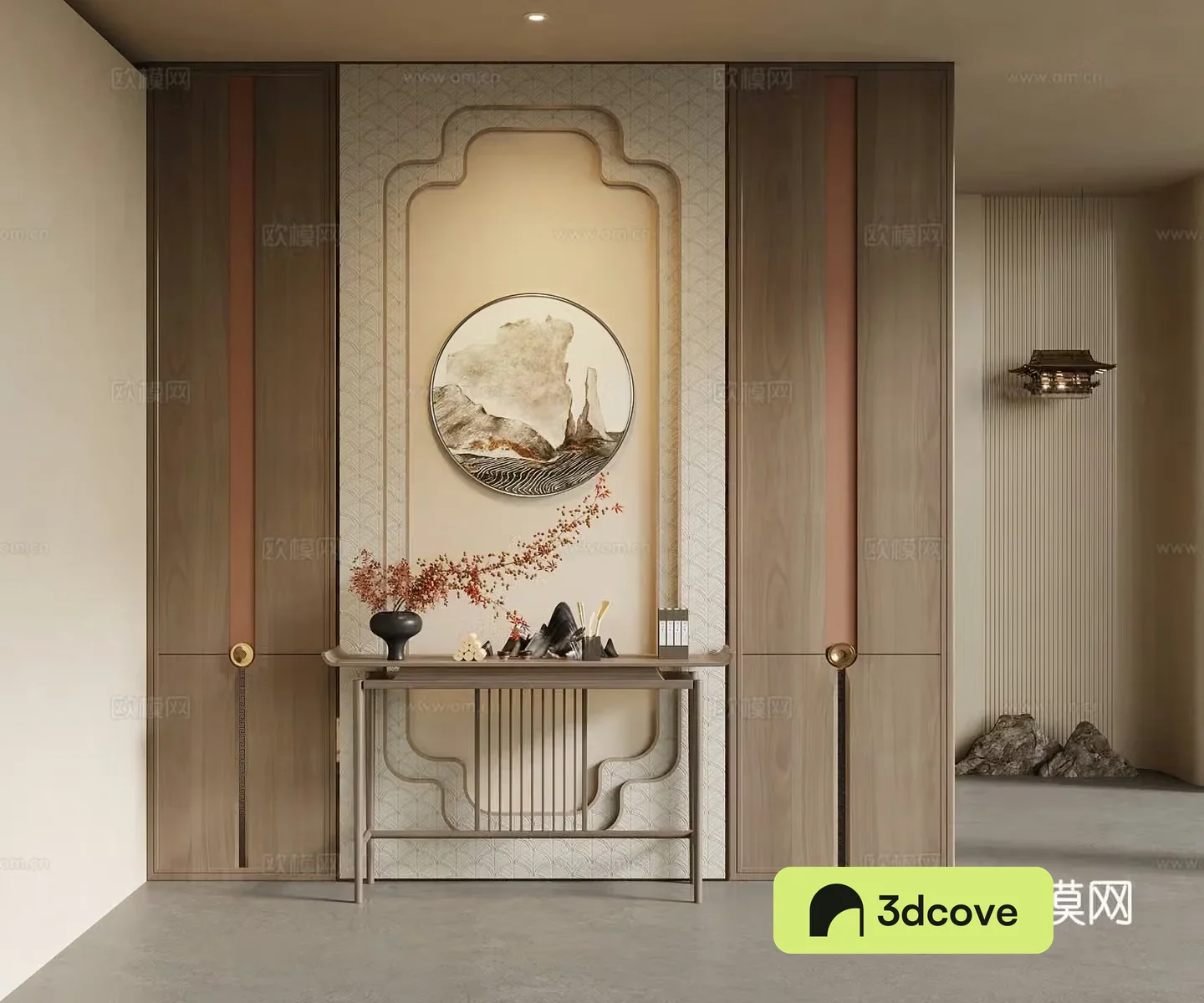 Porch new Chinese style porch background wall end view cabinet decorative painting