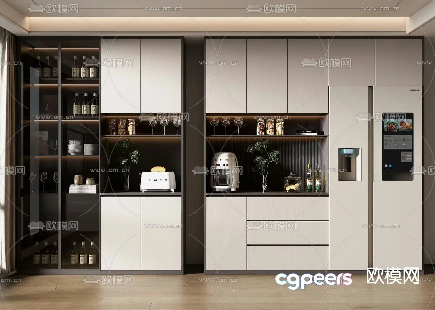 Modern wine cabinet sideboard 3d model