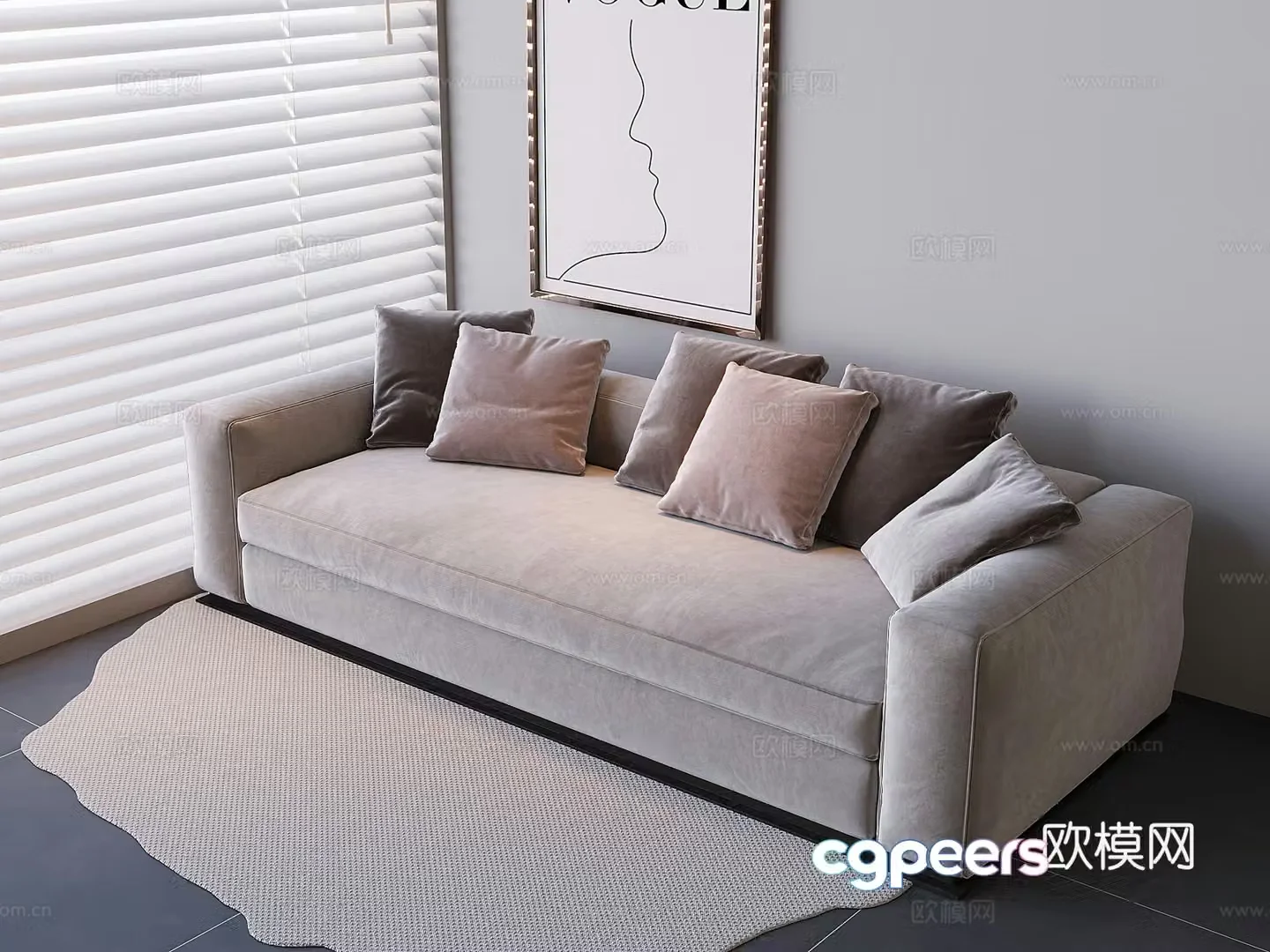 Nordic fabric sofa pillow 3D model