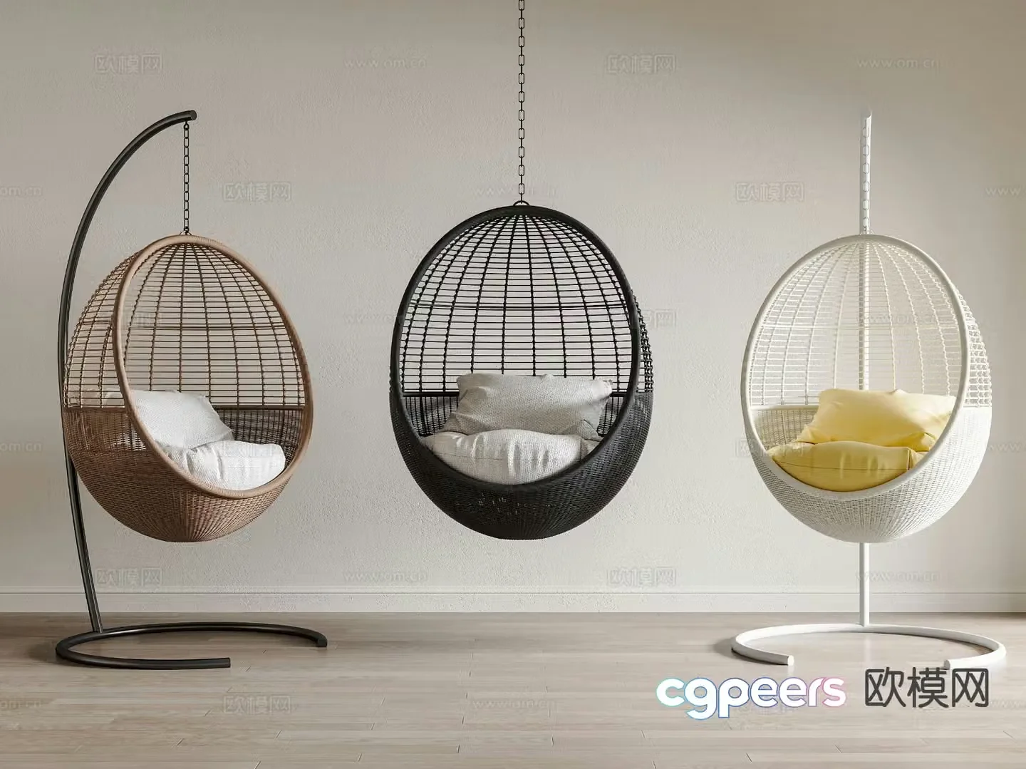 Modern rattan hanging chair cradle chair swing chair 3d model