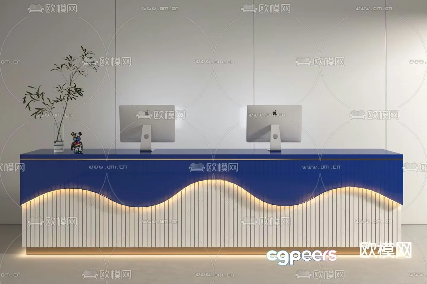 Modern front desk reception desk service desk 3d model
