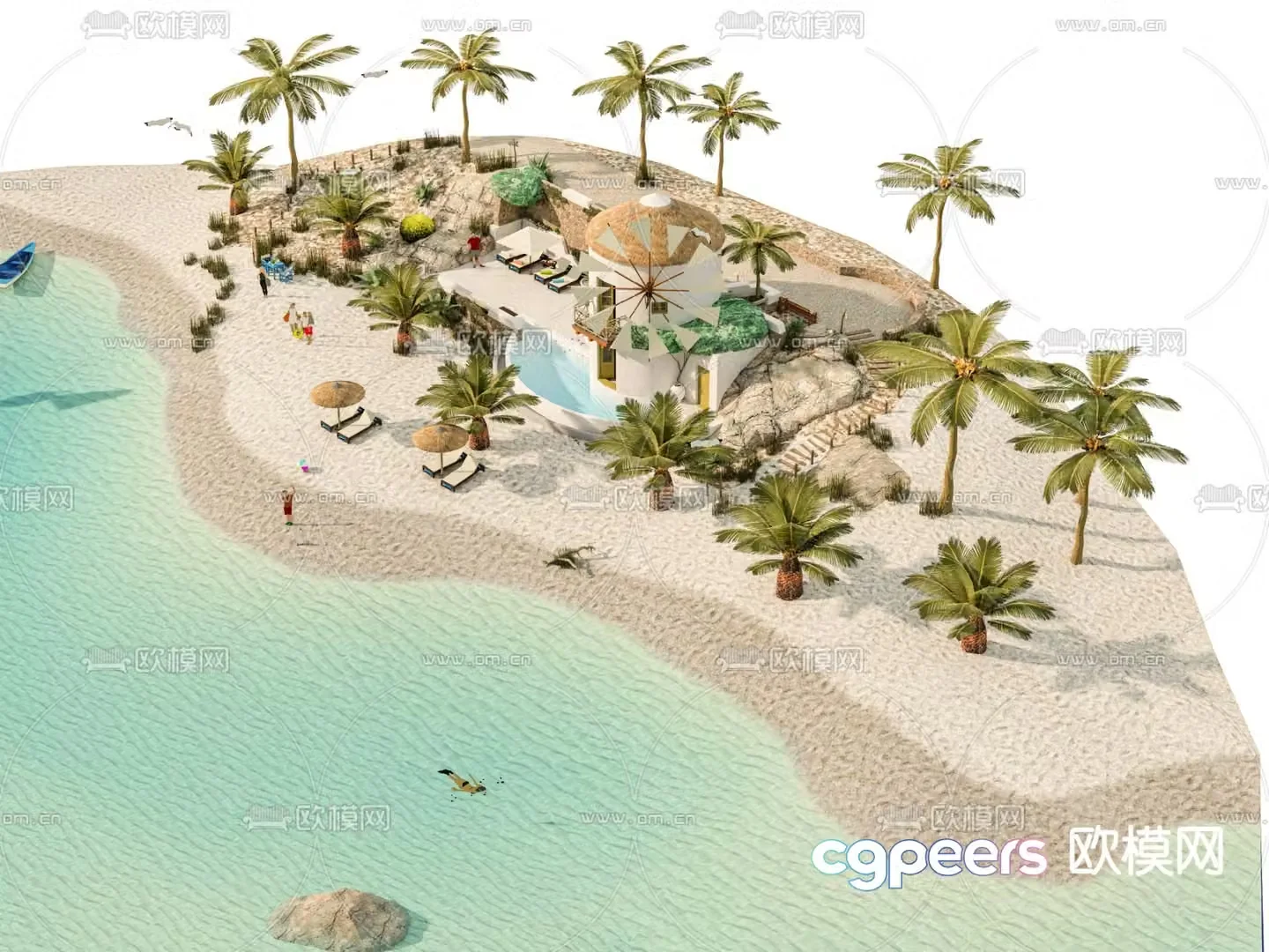 Modern landscape beach beach park 3d model