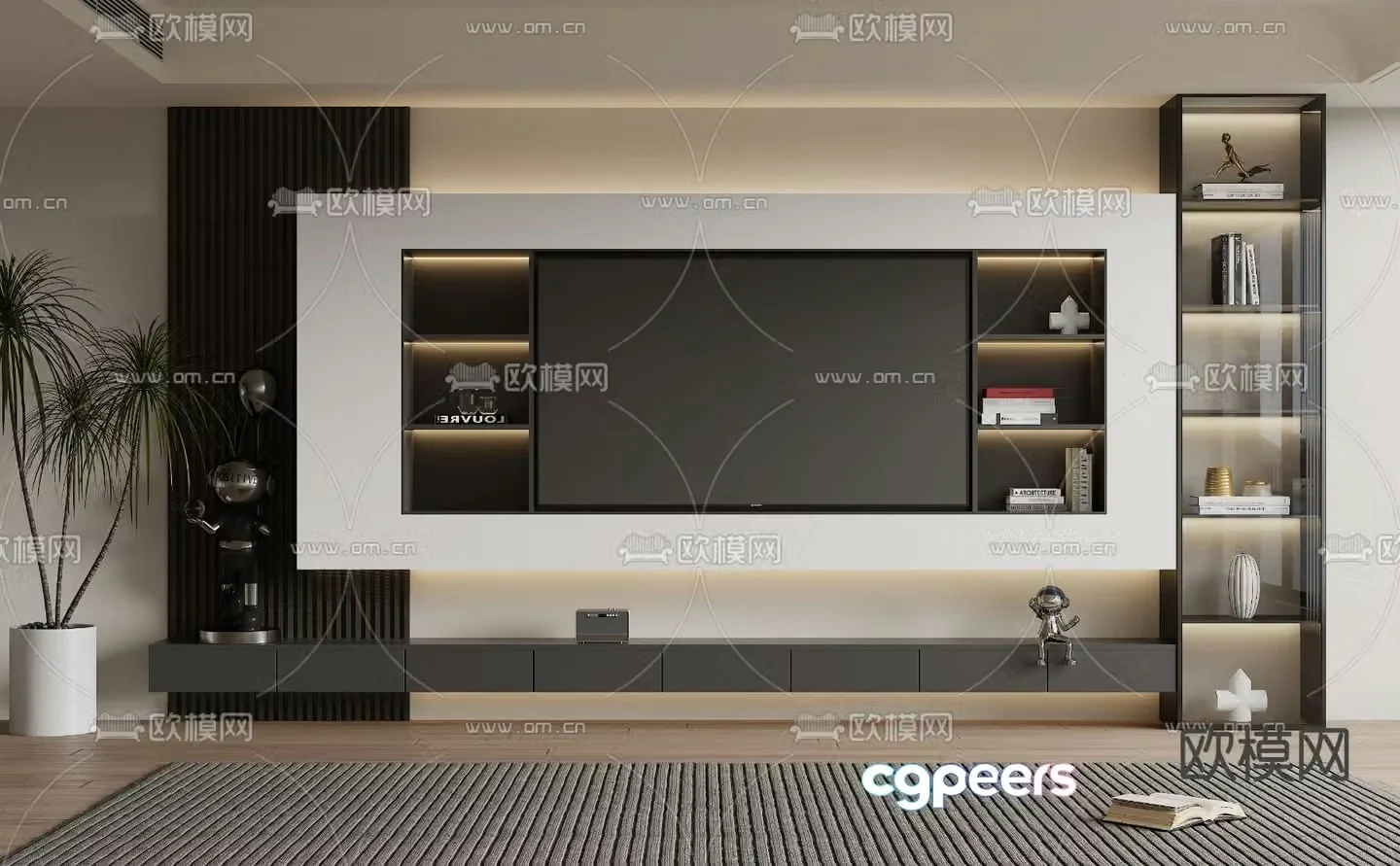 3d model of TV background wall