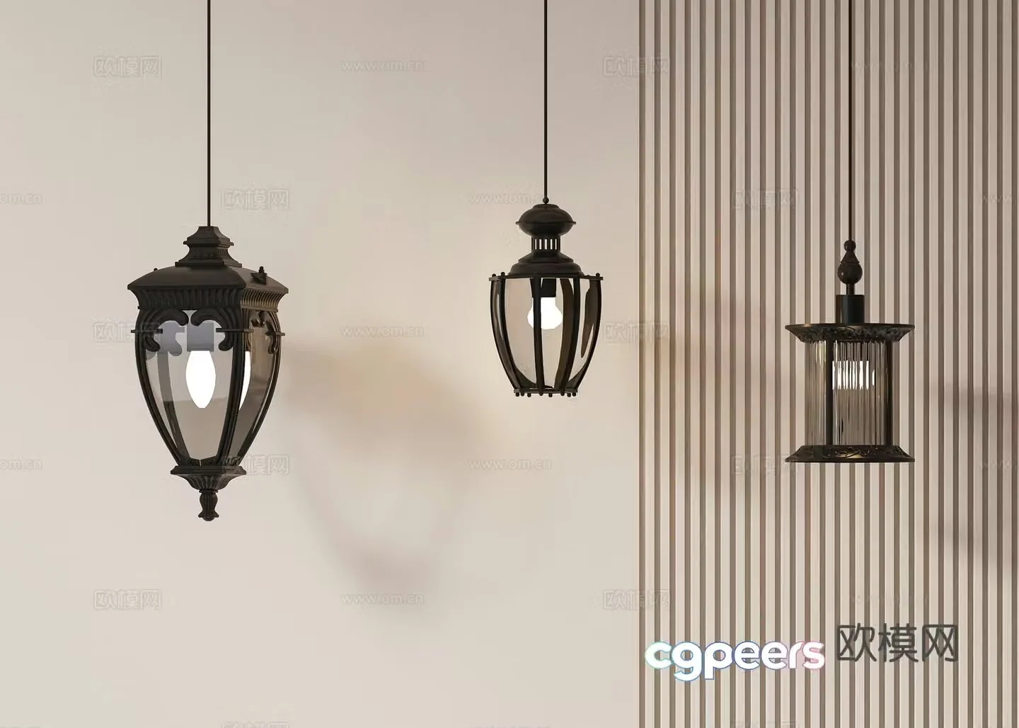 Retro style small chandelier 3d model