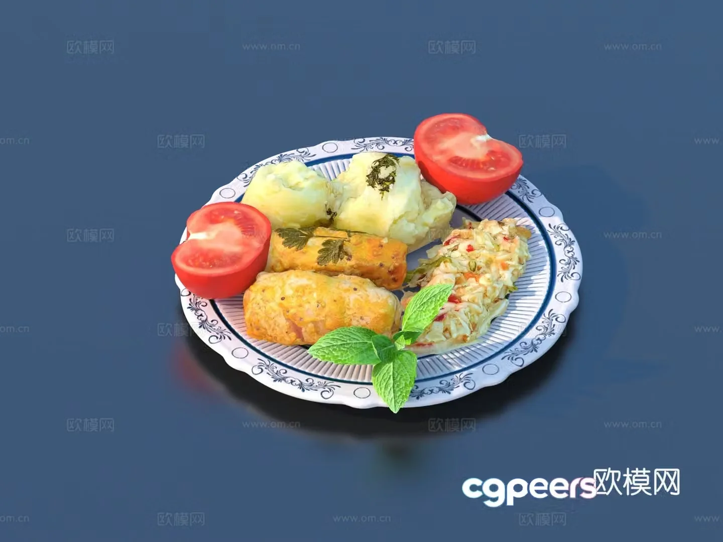 Bread Dessert Cookies Flat Pie Food Food 3d Model