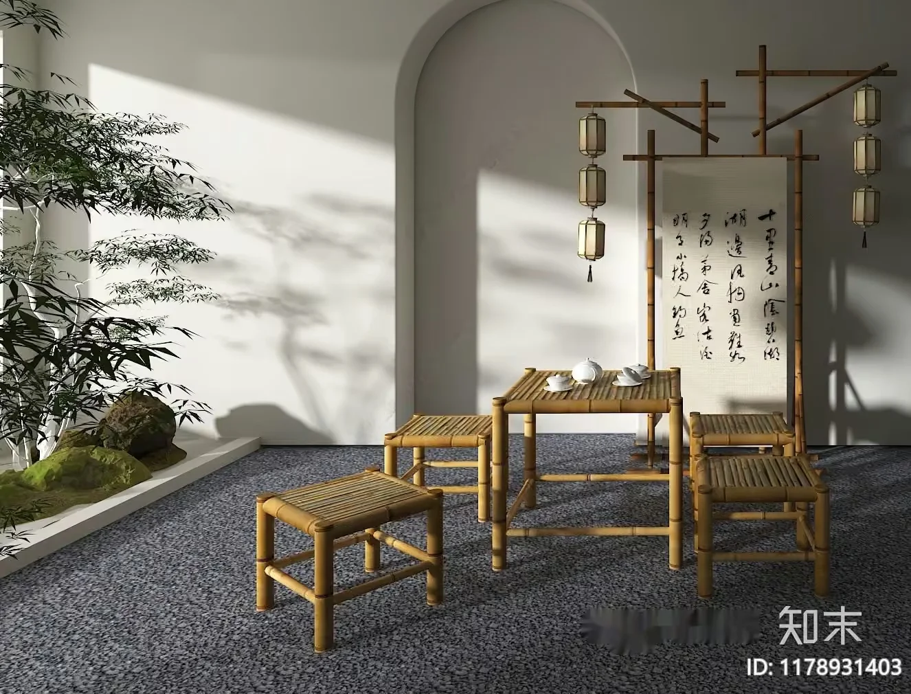 Asian Bamboo Furniture 3D Model – 13373 – VRAY Render