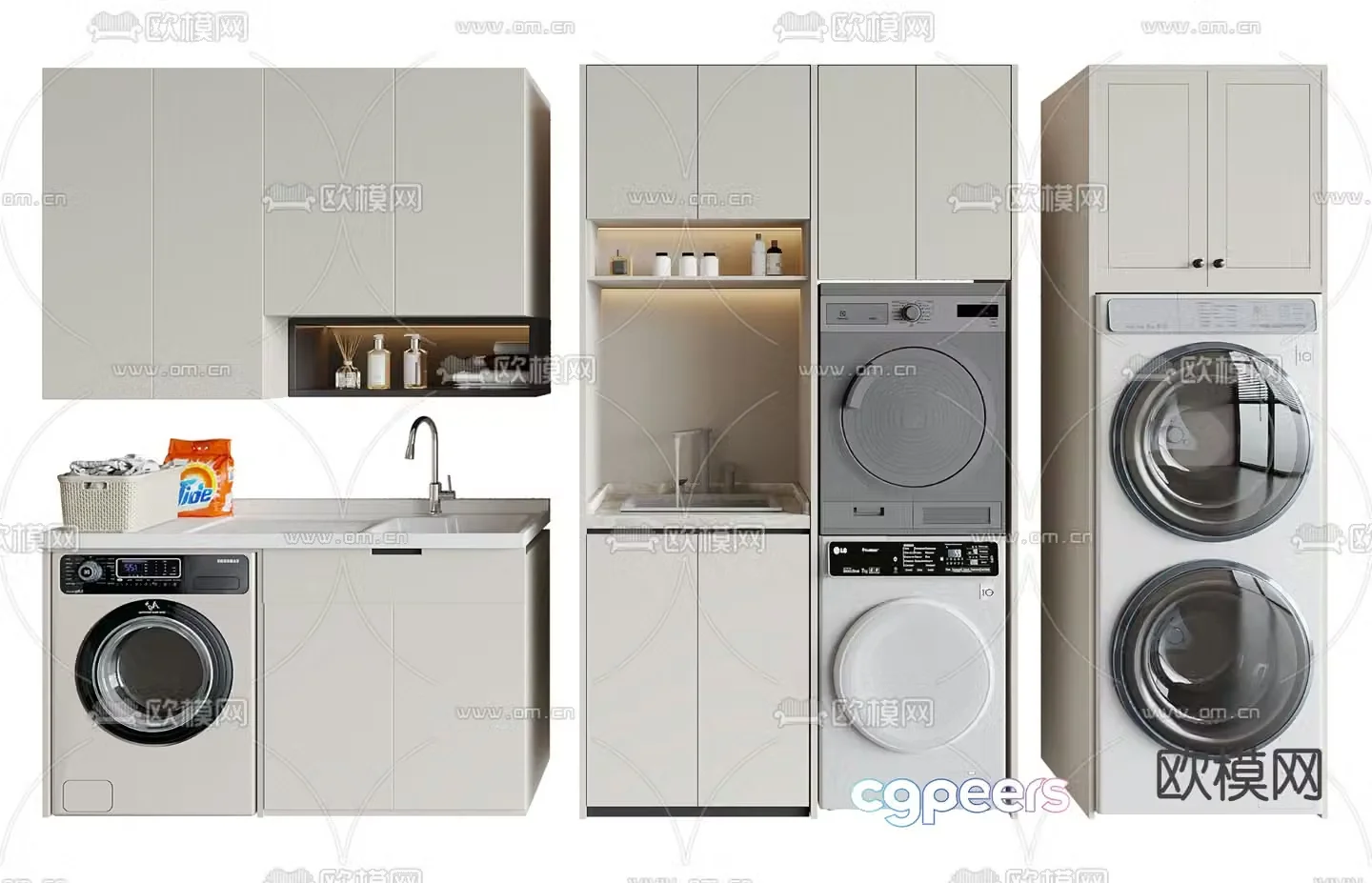 Balcony cabinet washing machine cabinet 3d model