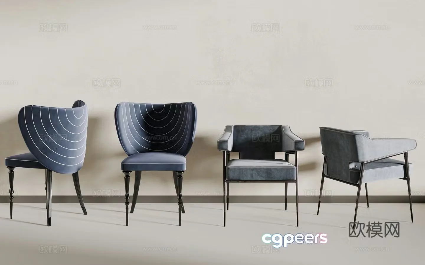 Light luxury dining chair 3D model