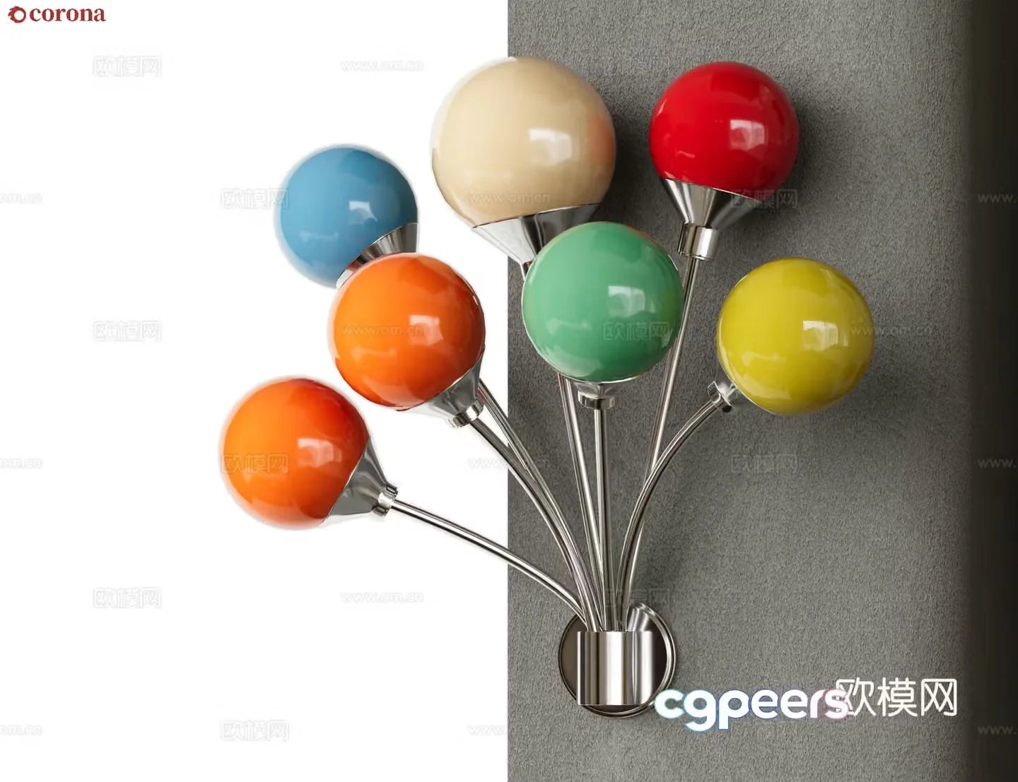 Colorful balloon wall lamp 3d model
