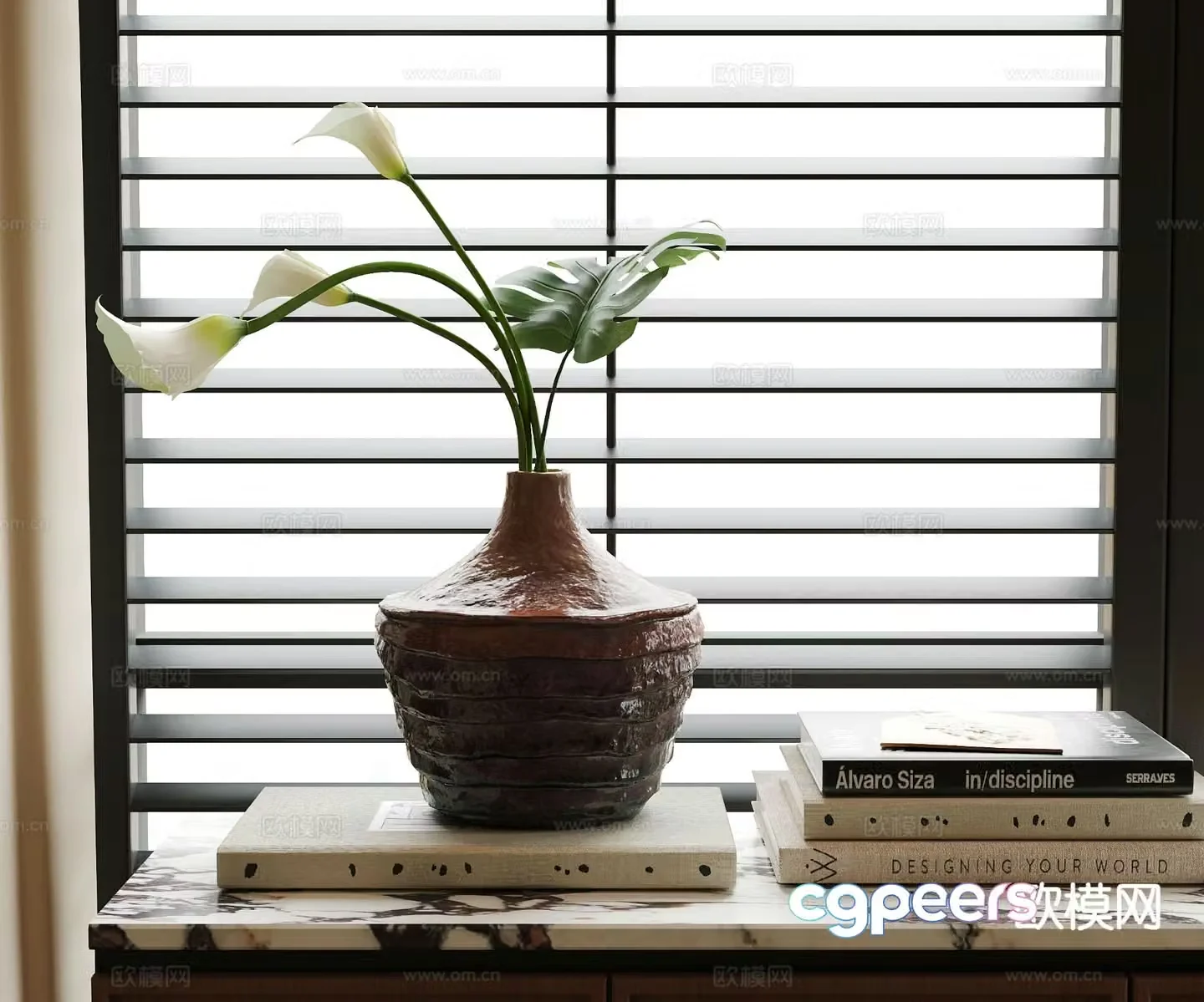 Modern vase floral arrangement 3d model