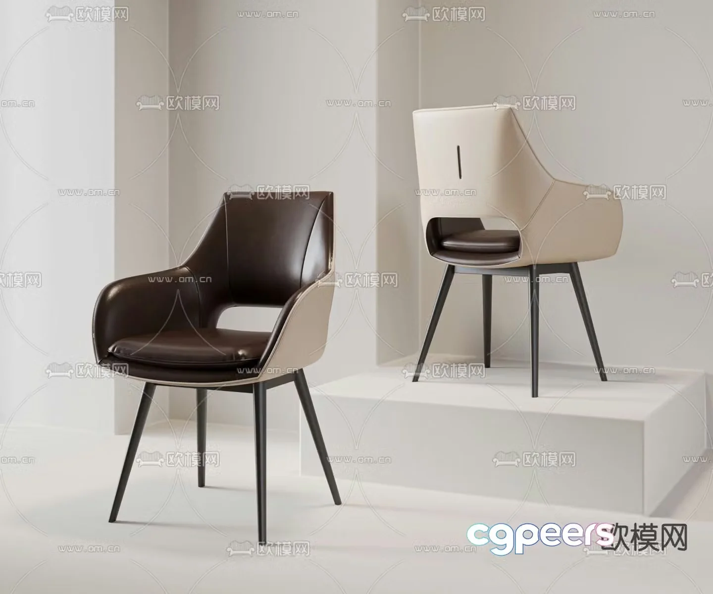 Modern single chair dining chair leisure chair leather chair 3D model