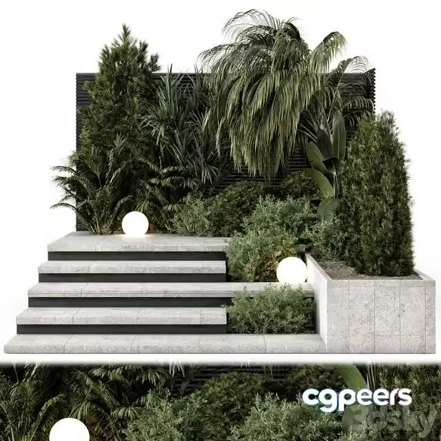3ds Max Free – Backyard and Landscape Set Bush and Tree – Set 1761