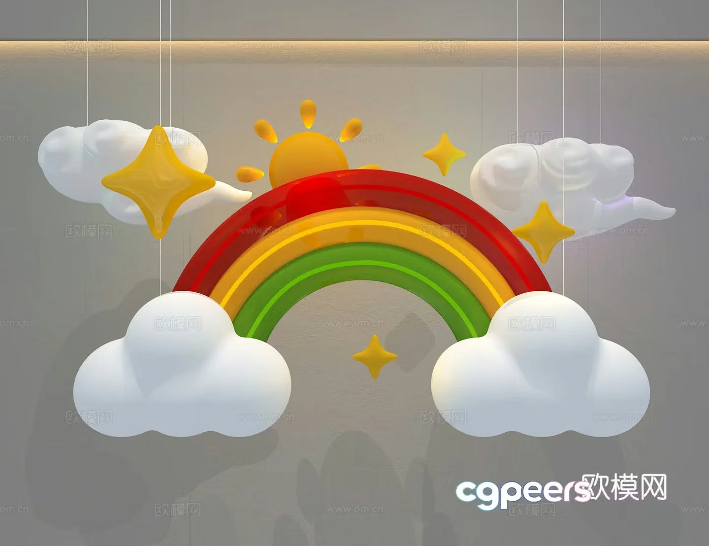 Rainbow chandelier children’s lighting 3d model