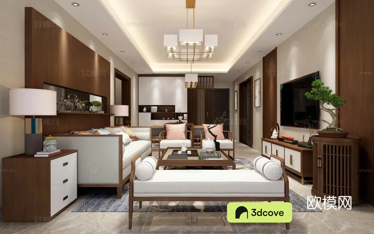 New Chinese style living and dining room chandeliers table lamp multi-person sofa single sofa coffee table decorative