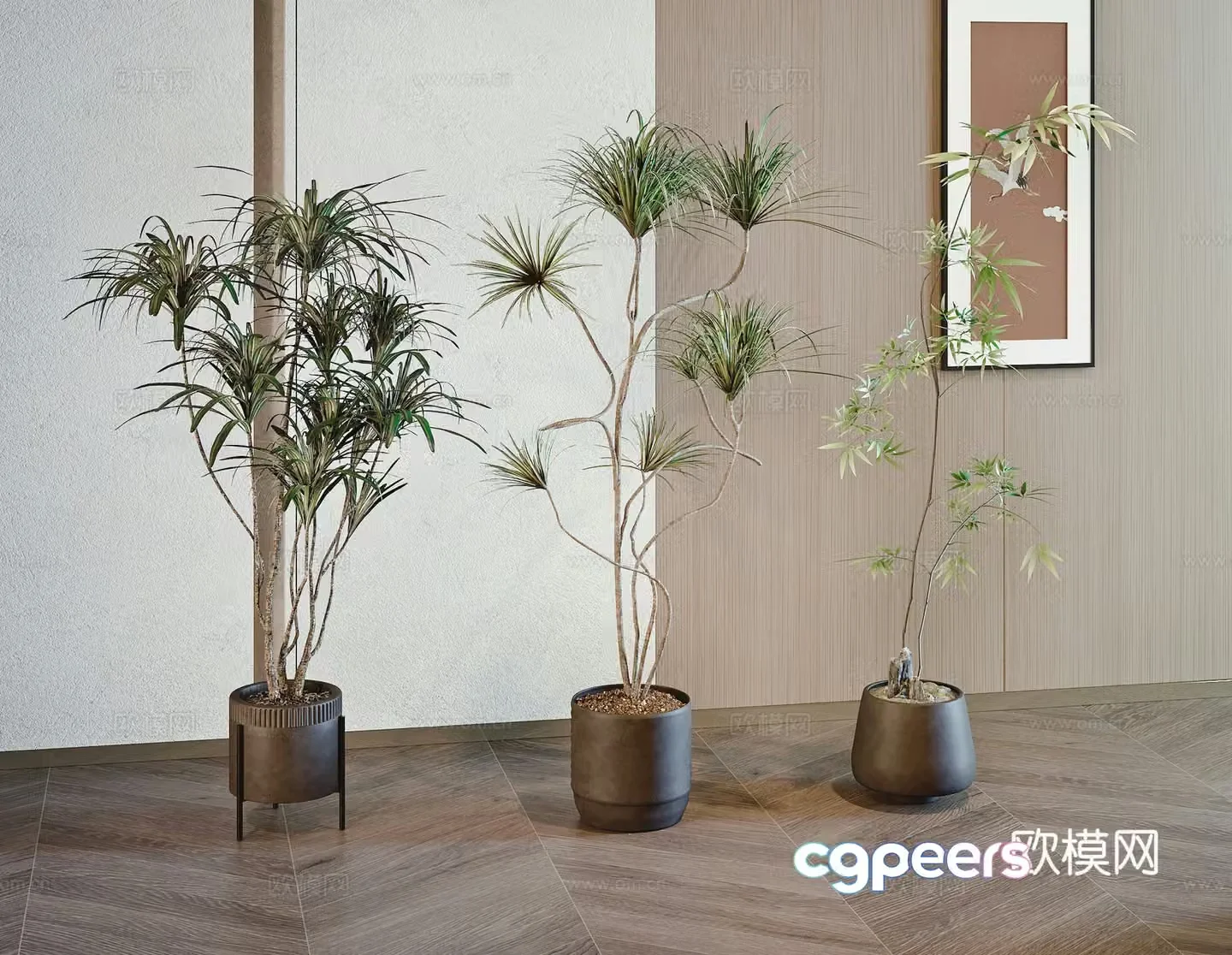 Modern green plant potted 3D model