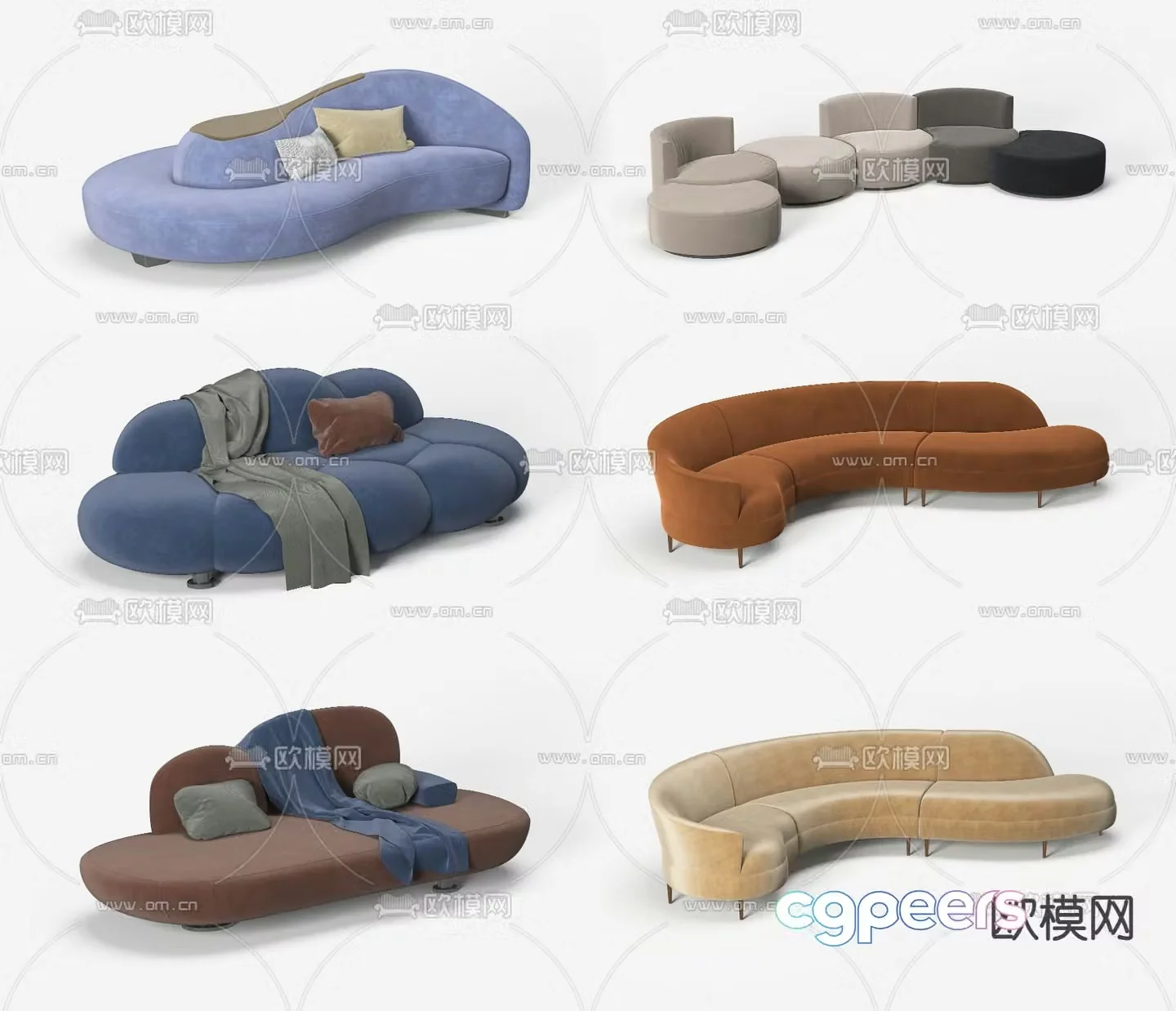 Special shaped sofa curved sofa 3d model