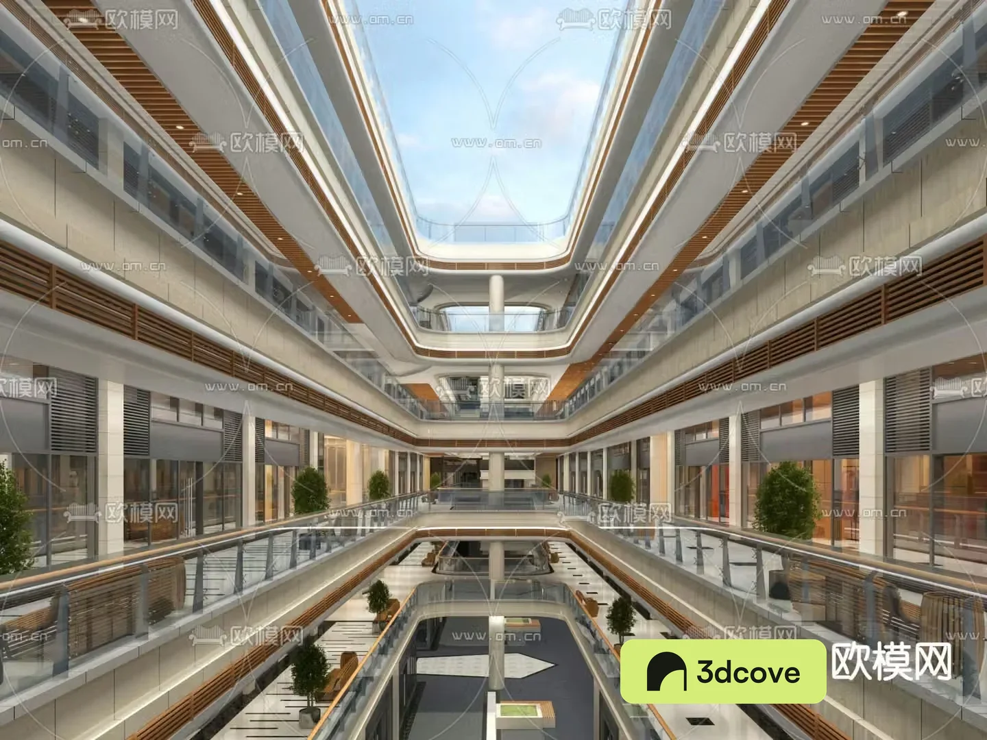 Modern shopping mall aisle shopping mall atrium