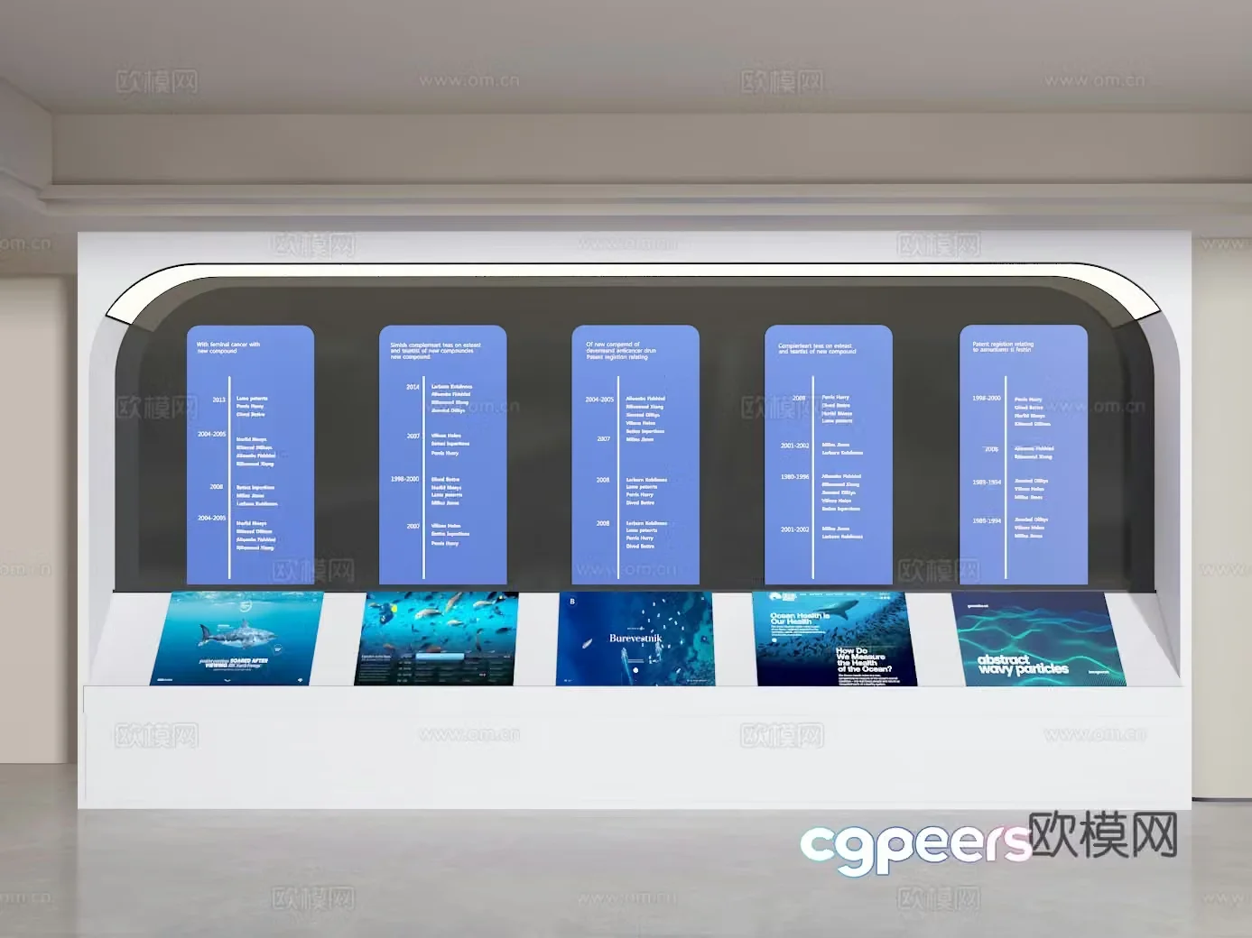 Exhibition hall cultural wall 3d model