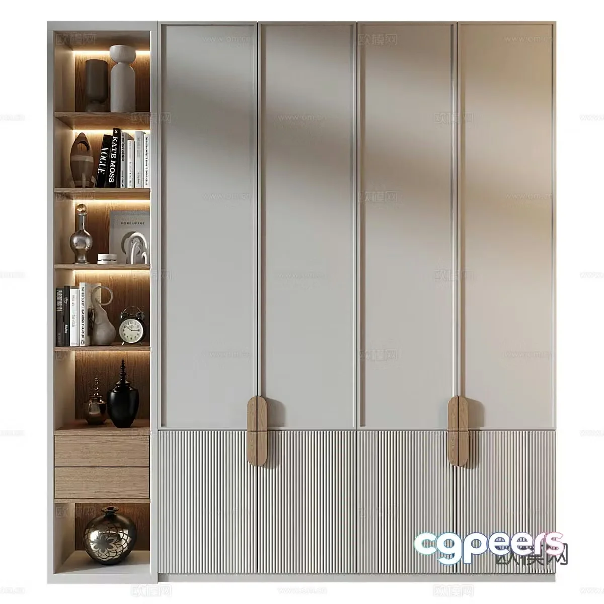 Modern Cream Trench Wardrobe 3d Model