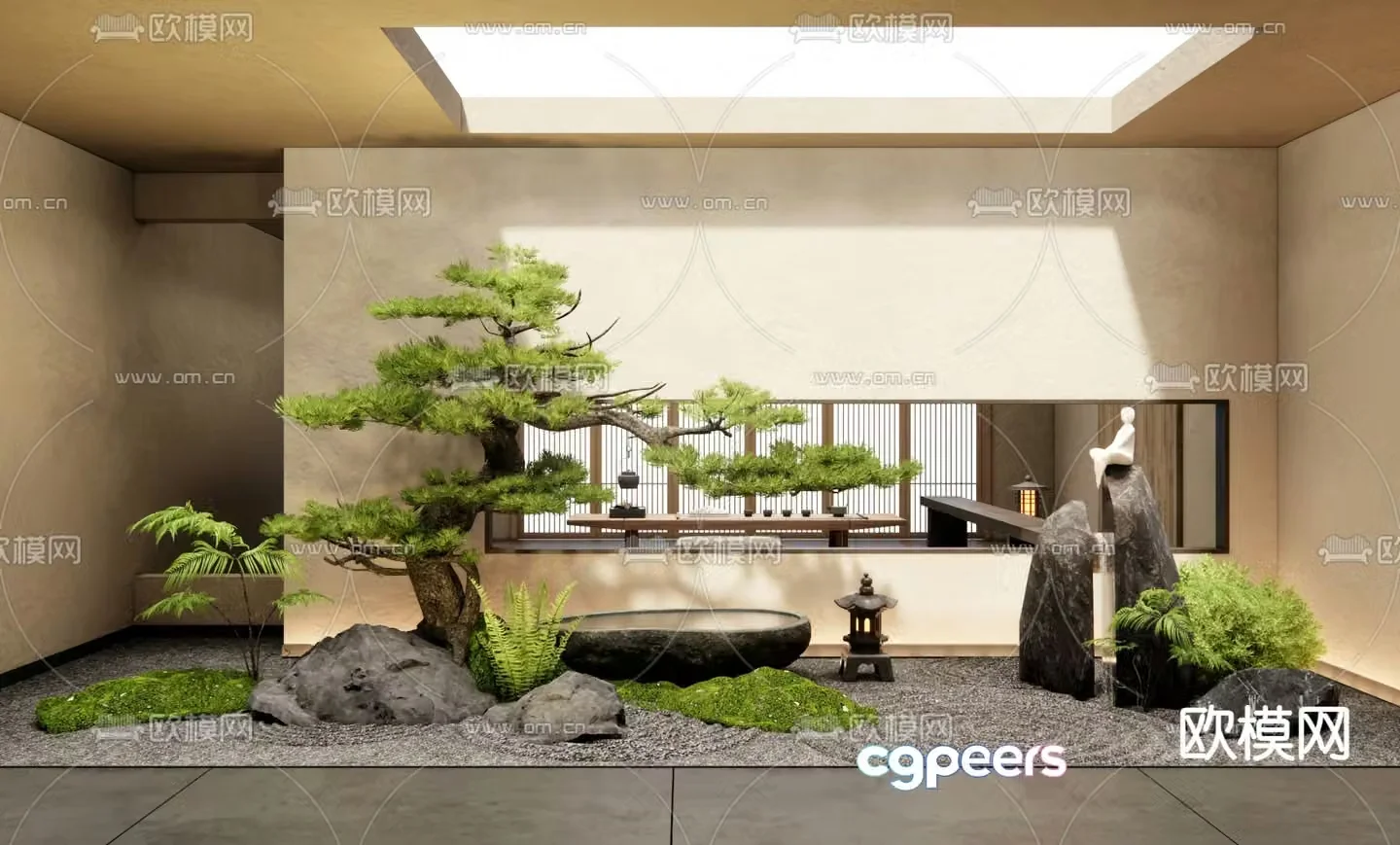 Indoor landscape plant landscaping flowing water bowl 3d model