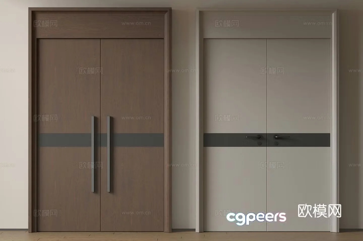 Modern double-opening door swing door entrance door security door top double-opening door main door mother and child door 3D model