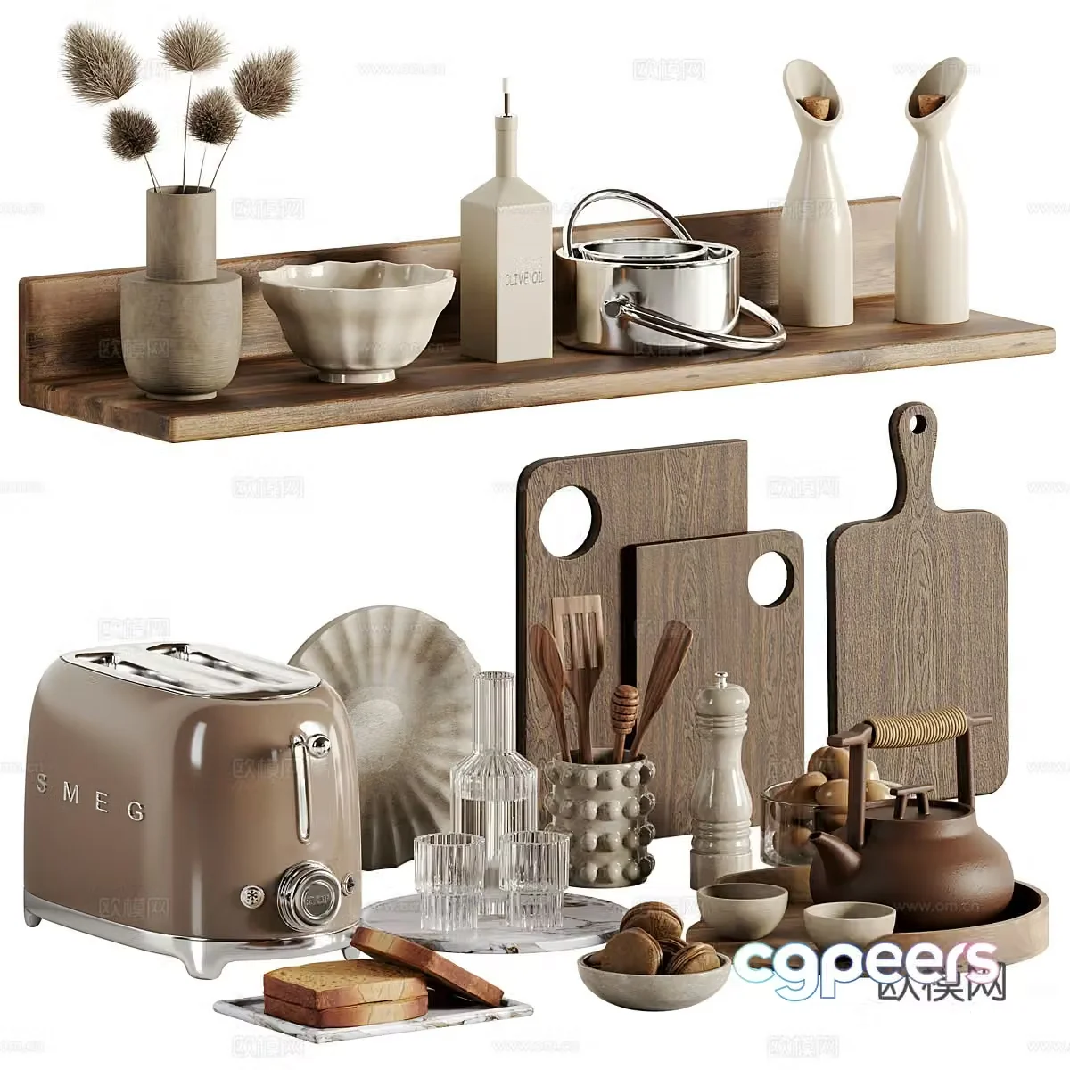 New Chinese kitchen utensils tea set 3D model