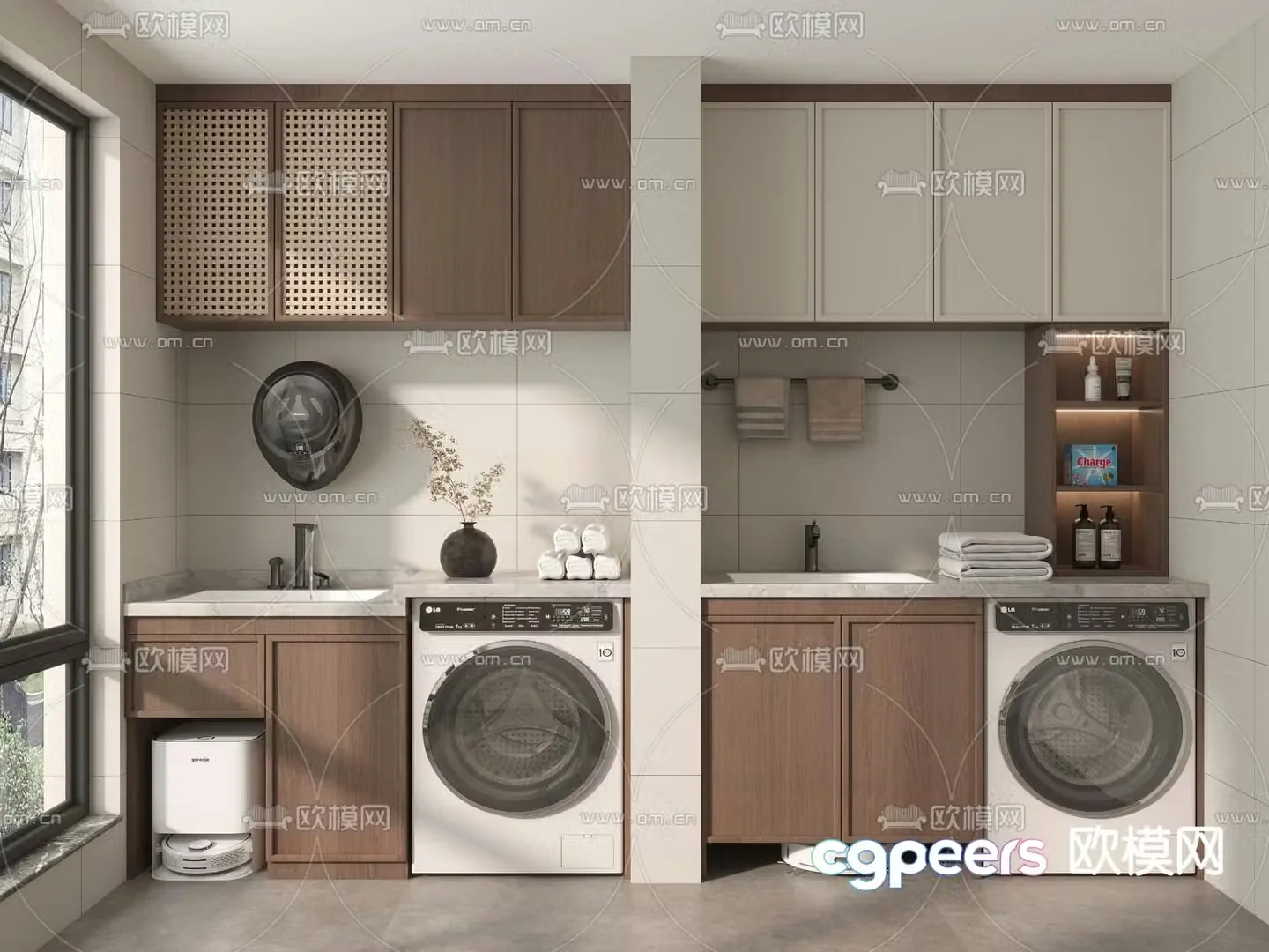 Washing machine cabinet bathroom cabinet 3d model