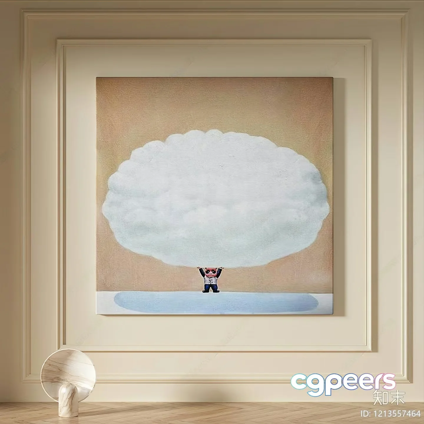 A Painting Of A Person Holding A Large Cloud 3D Model – 23377 – VRAY Render