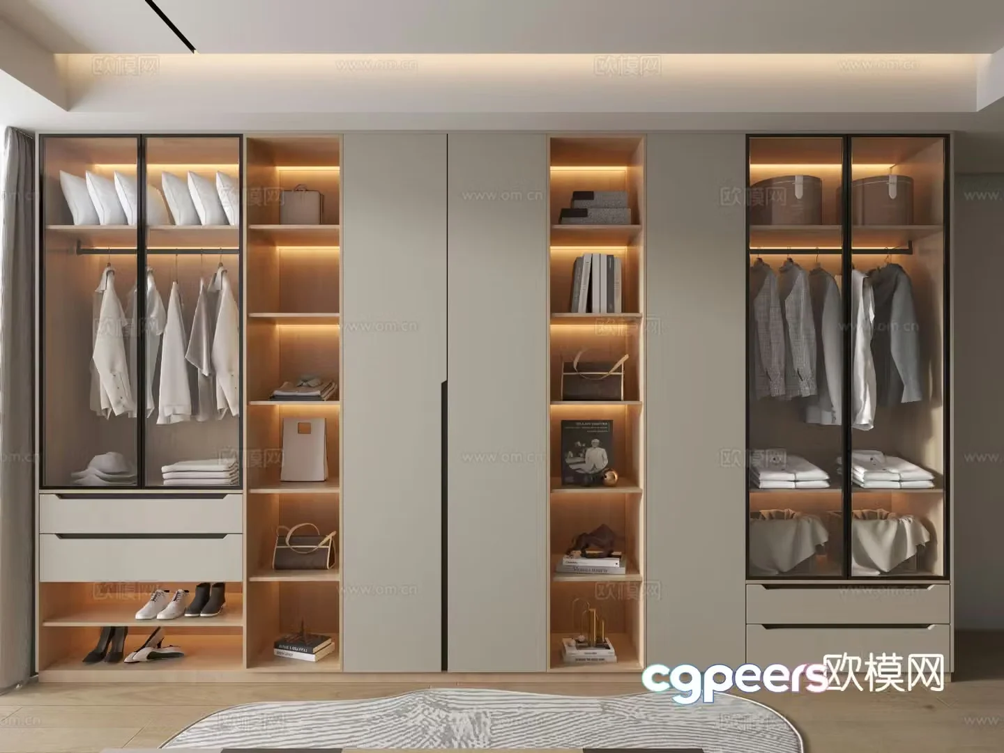 Modern wardrobe glass wardrobe 3d model
