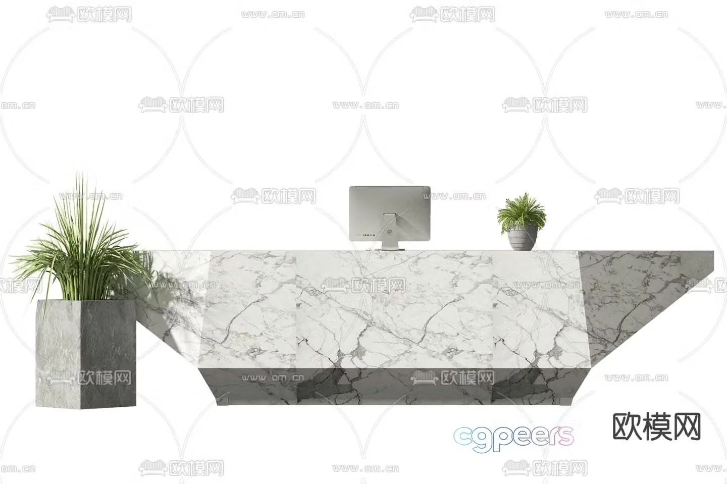 Modern front desk reception desk service desk 3d model