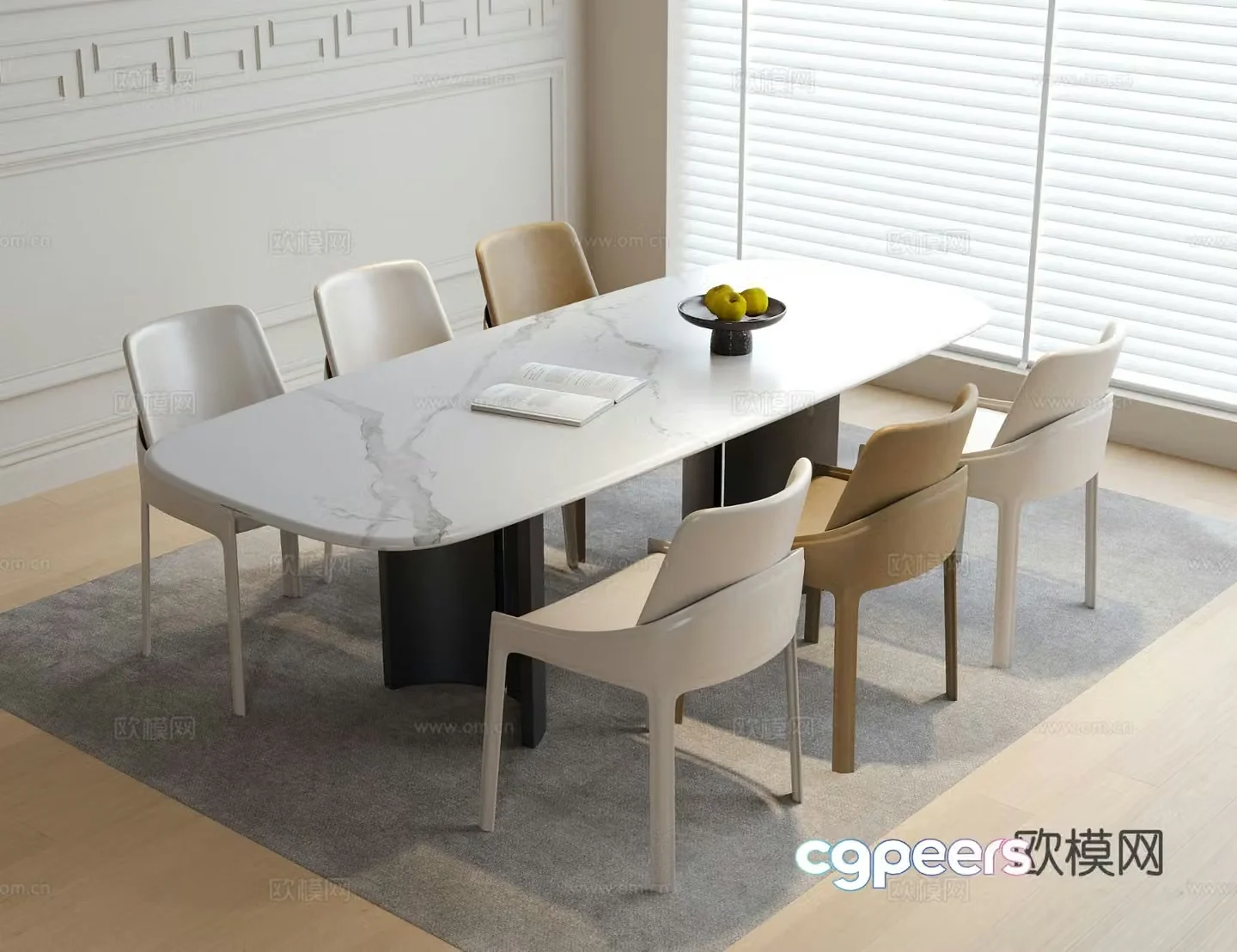 Modern dining table and chairs dining chairs single chair 3d model