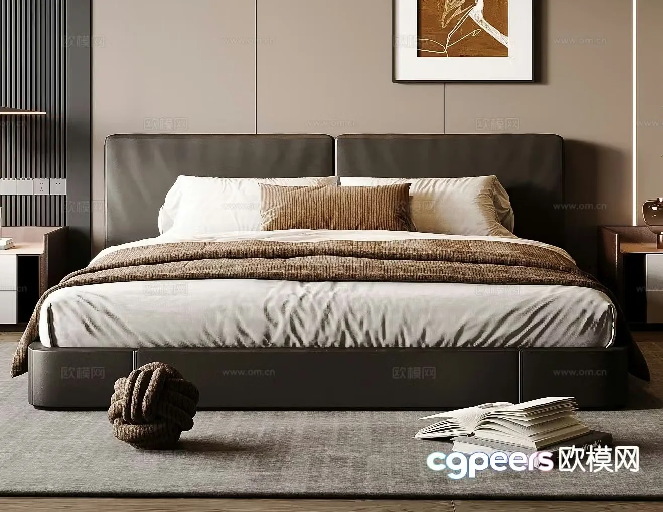 Italian double bed 3d model
