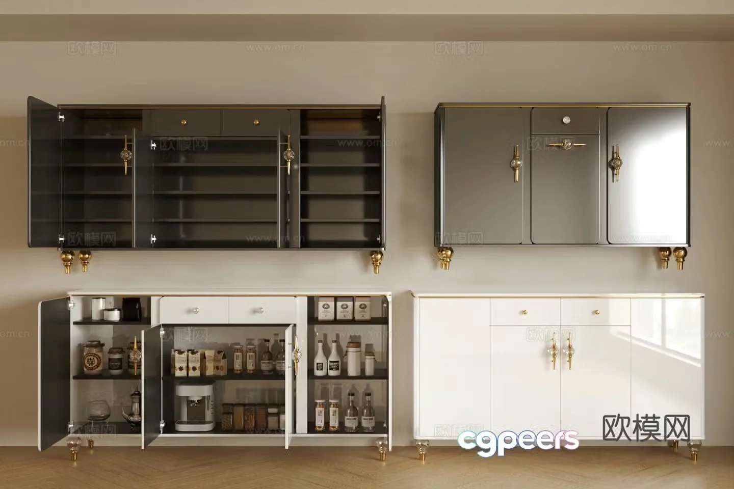 Modern Italian sideboard light luxury Italian sideboard storage cabinet finished sideboard sideboard 3D model