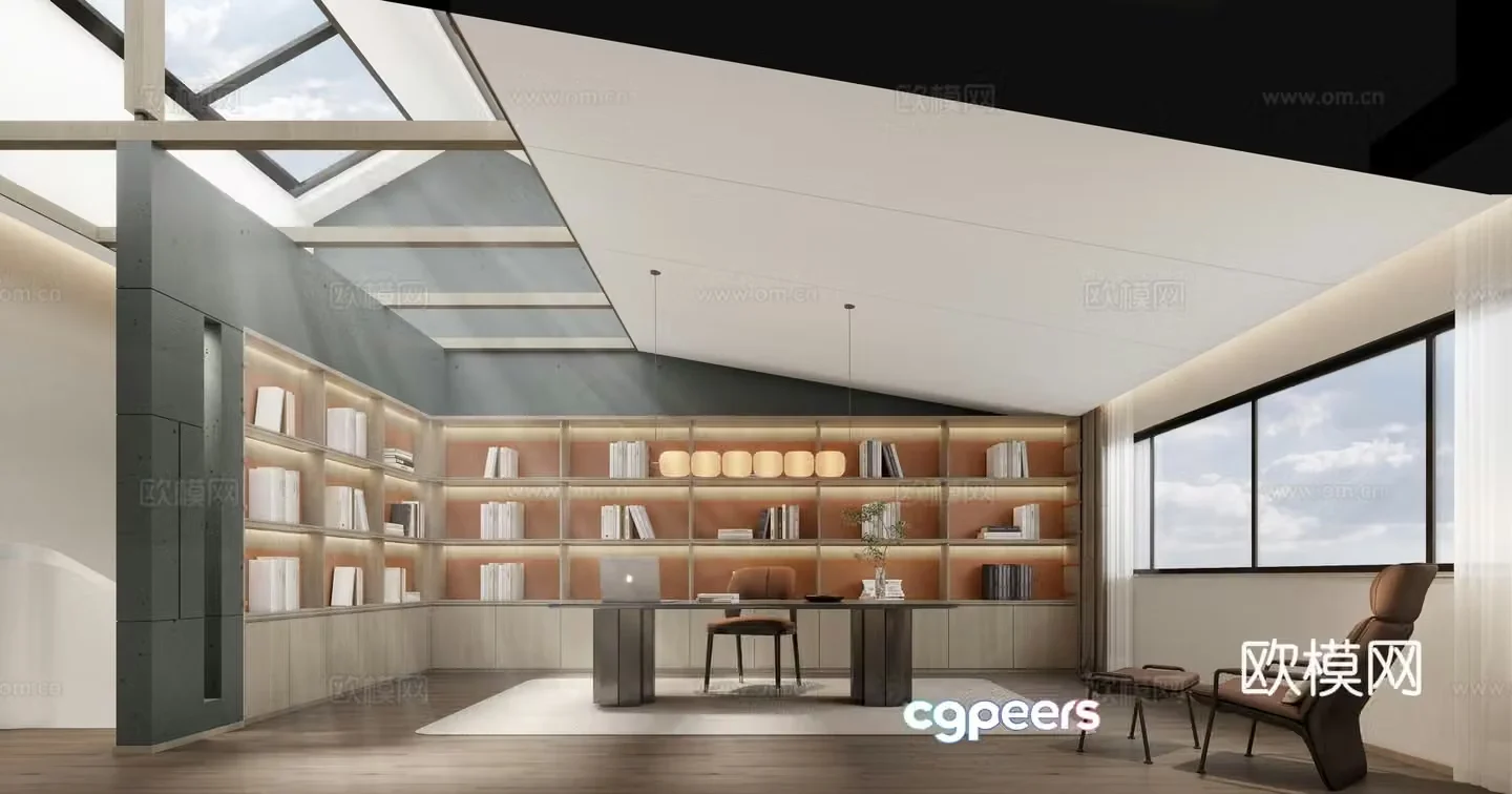 Modern study loft 3d model