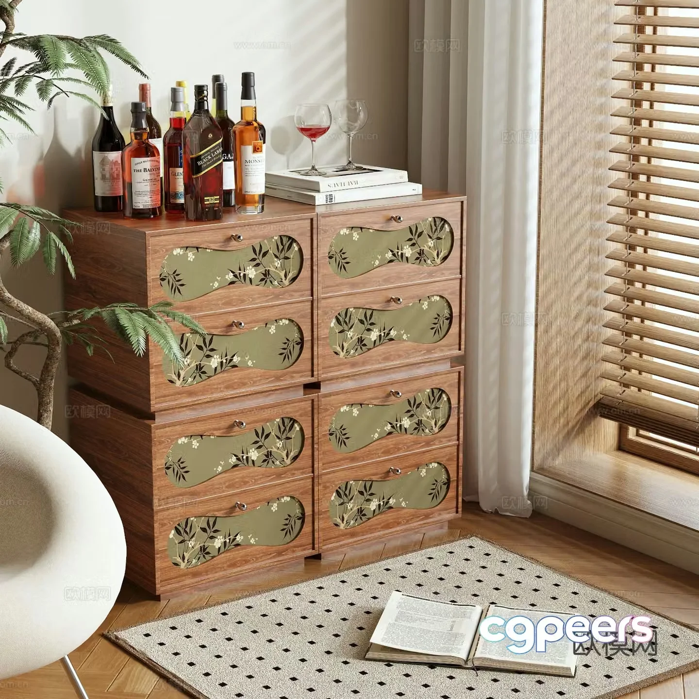 Medieval style chest of drawers 3D model