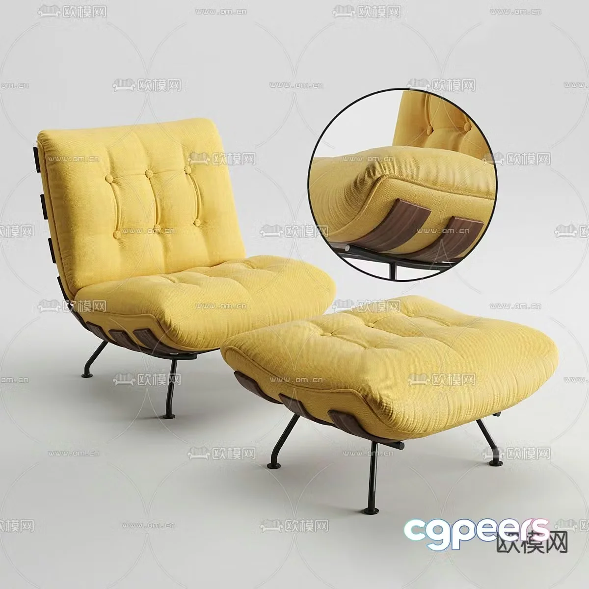 Modern sofa chair leisure chair footrest 3d model