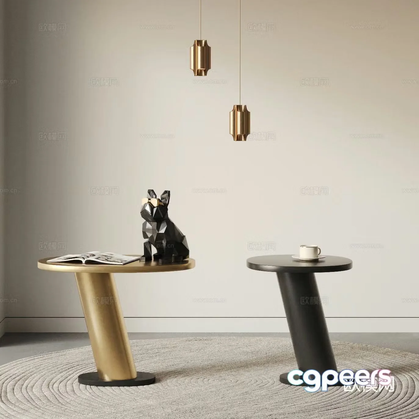 Modern side combination ornament chandelier carpet metal side table Bulldog 3d model