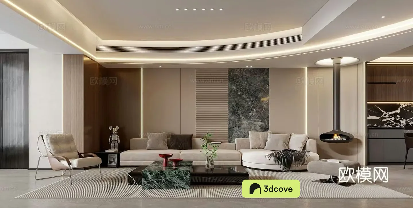 Modern living and dining room horizontal living and dining room ownerless lamp ceiling modern sofa coffee table combination
