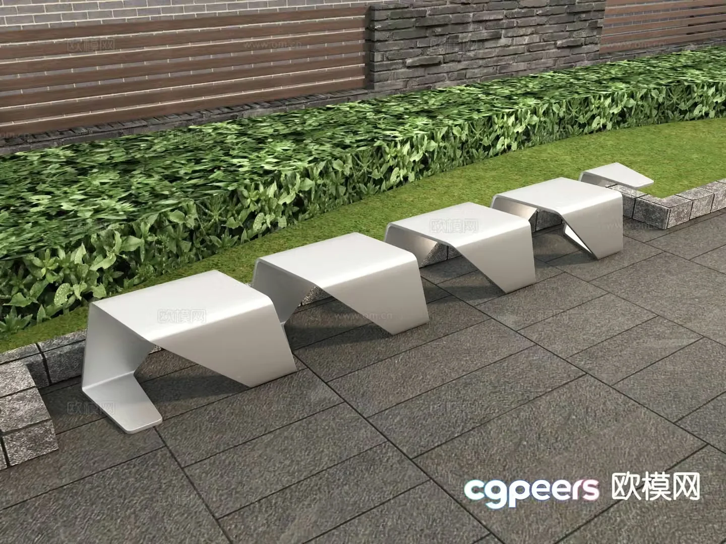 Modern landscape seat outdoor chair street rest bench 3d model