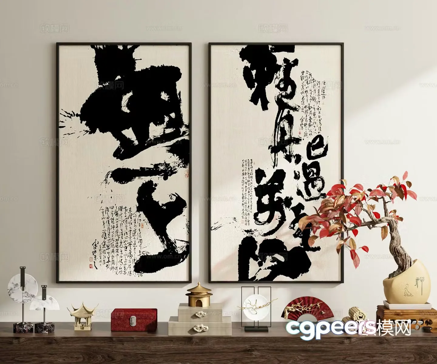 New Chinese calligraphy calligraphy and painting hanging painting 3D model