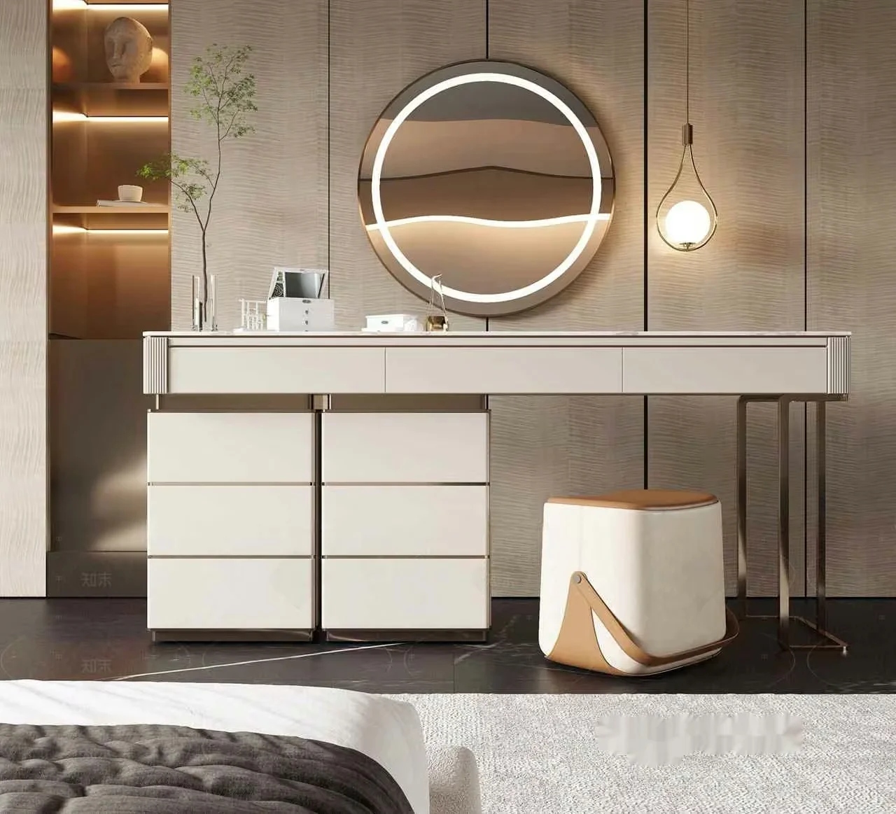 Modern White Dressing Table 3D Model – 18285 – VRAY Render