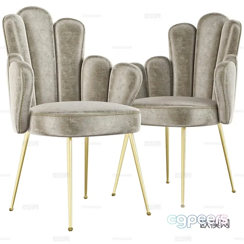 Modern chair single chair dining chair leisure chair 3d model
