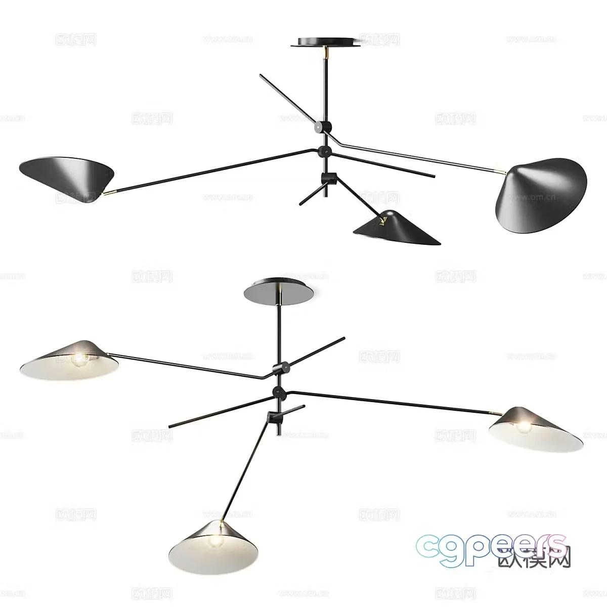 Modern metal decorative chandelier 3d model