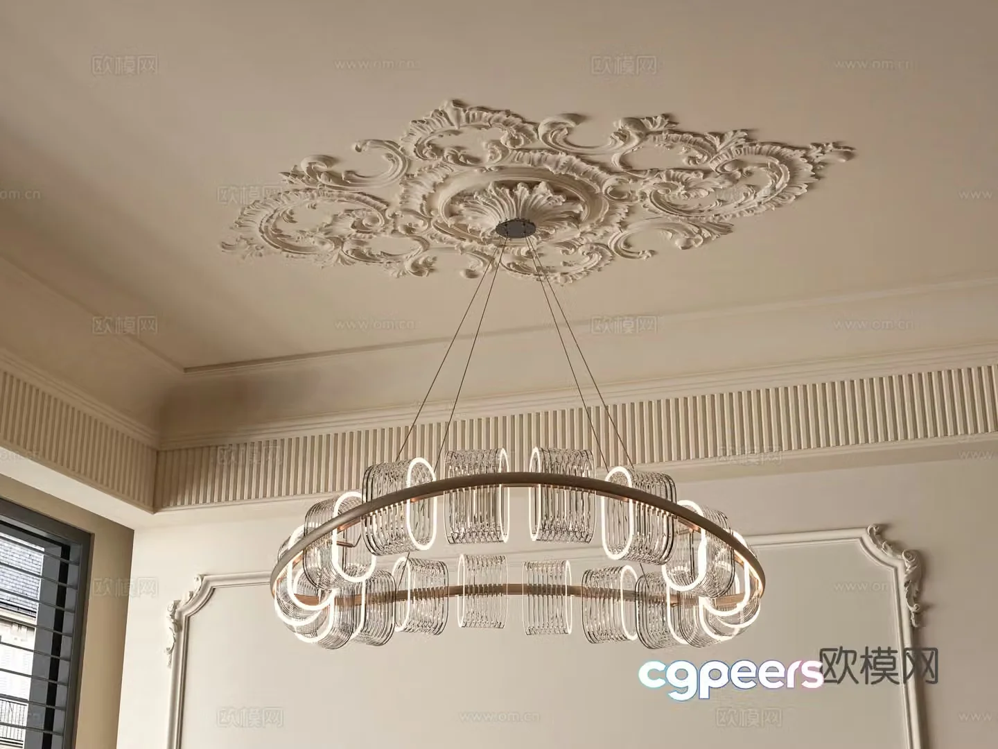 French hall chandelier 3d model