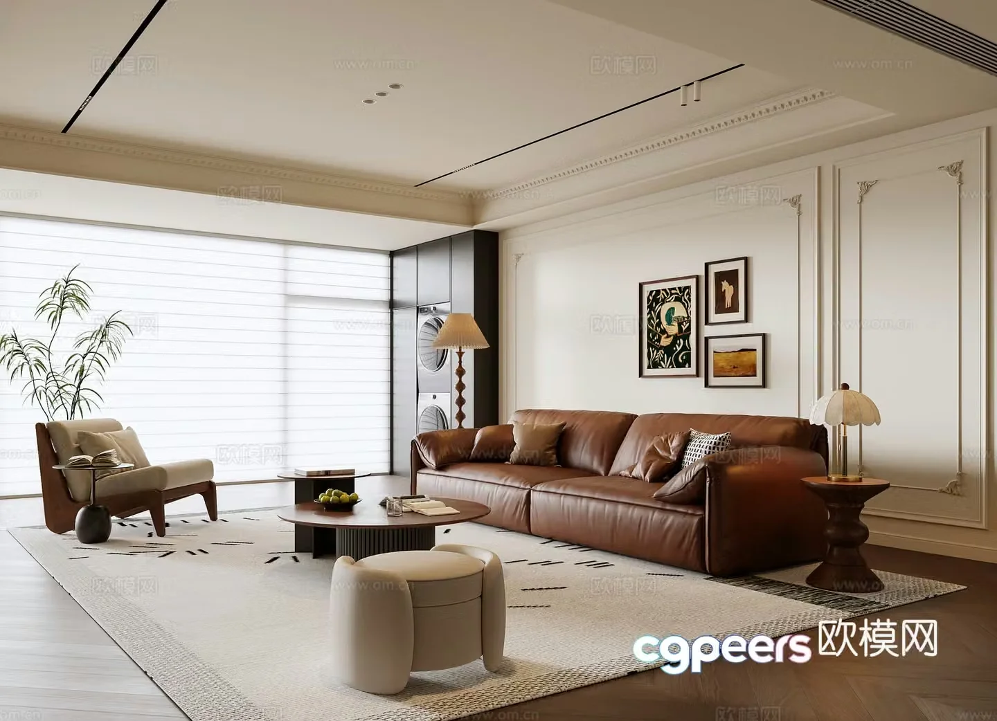 French retro living room 3d model