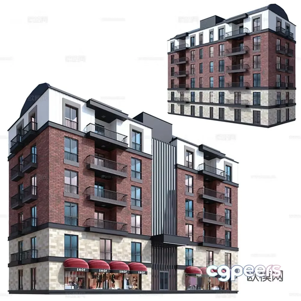 Building exterior Residential building 3d model