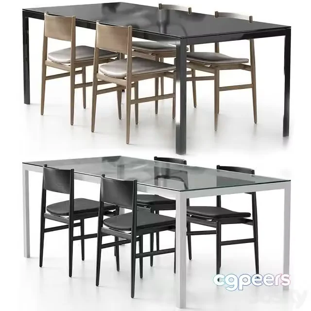 3ds Max Free – NEVE armless chair with upholstery and FRACTAL table by Porro