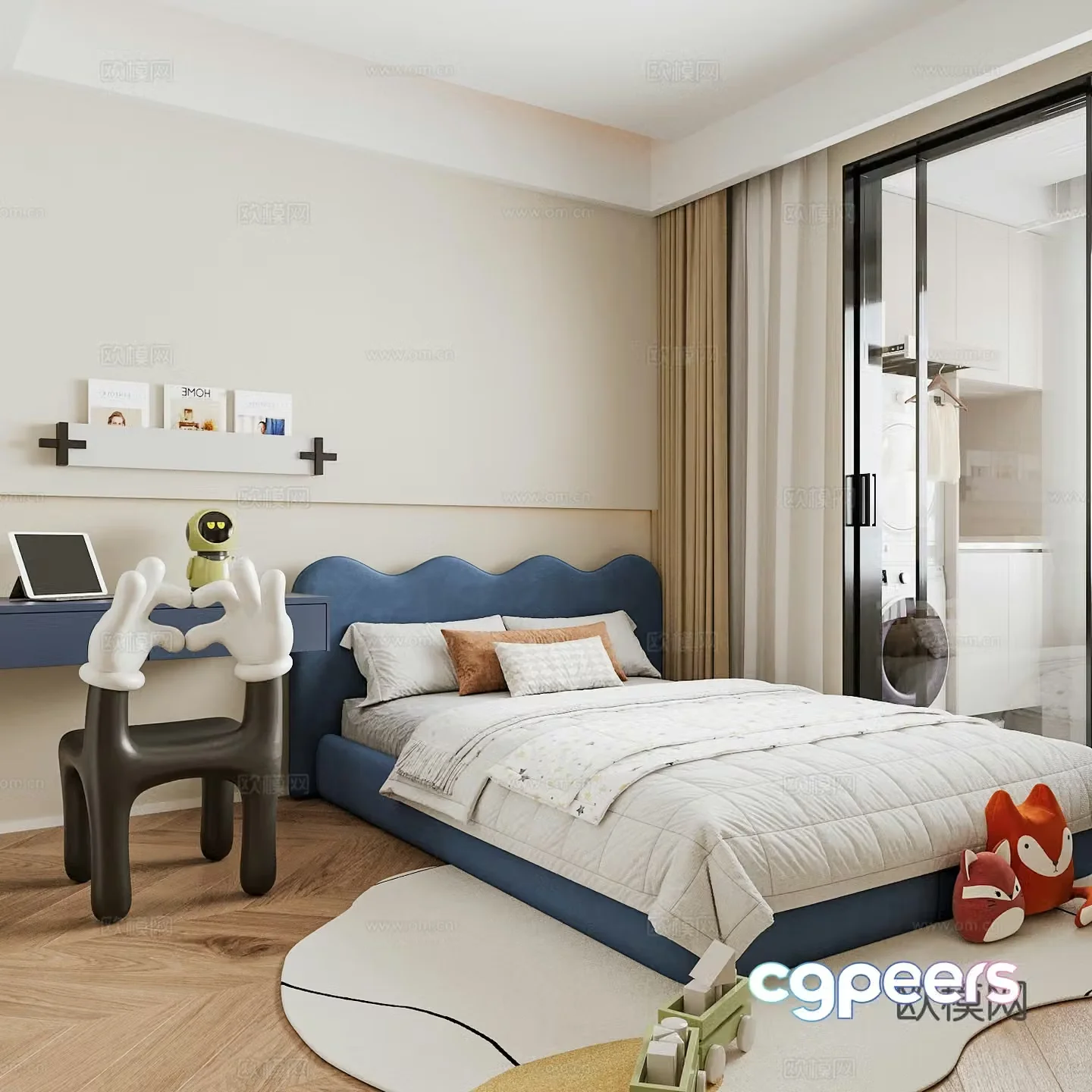 Modern children’s room boy’s room girl’s room children’s bed children’s wardrobe children’s desk 3d model